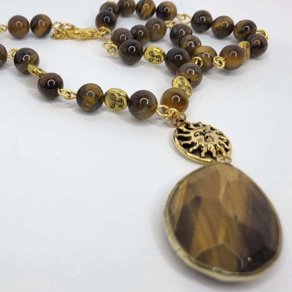 Tigers eye gold accent Necklace